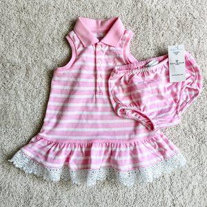 NWT! Ralph Lauren Striped Polo Dress & Bloomer Set